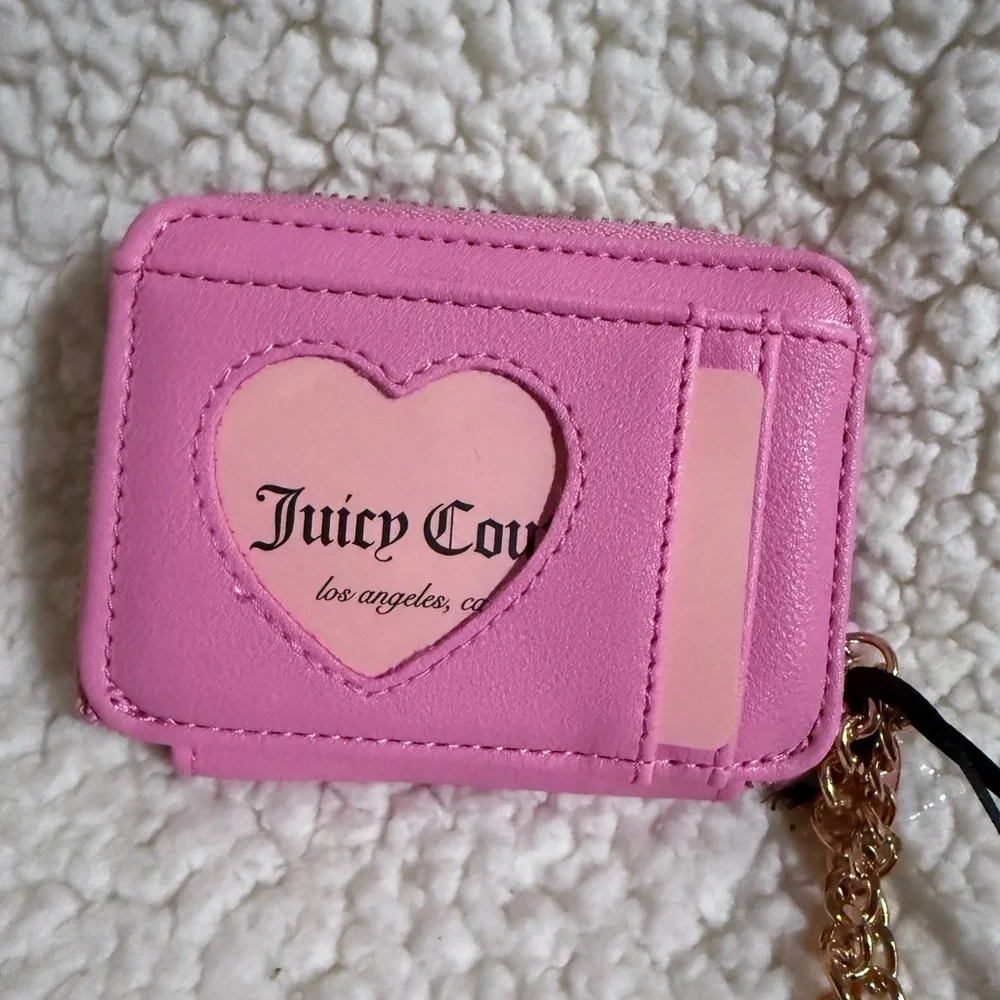 NWT Juicy Couture Retro Strawberry Square Zip in Black/Pink Trim